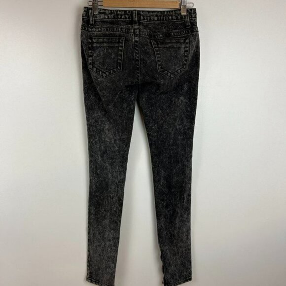 Lux Tapered Black Slim Fit Acid Washed Skinny Jeans Pants - Size 26 to 27 - Picture 3 of 9